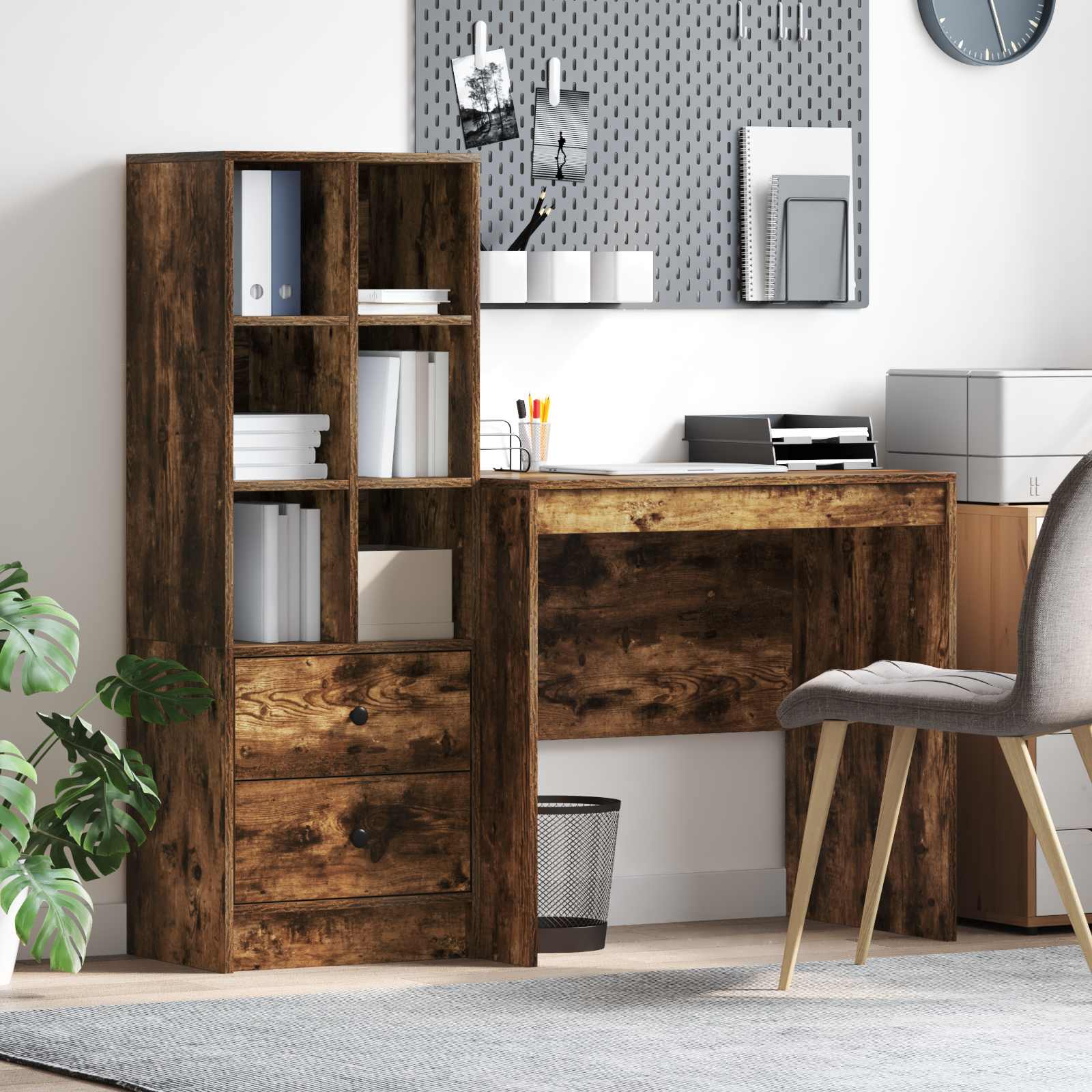 Bureau Chêne fumé 135,5 x 50 x 127 cm 2 pc - XIOS