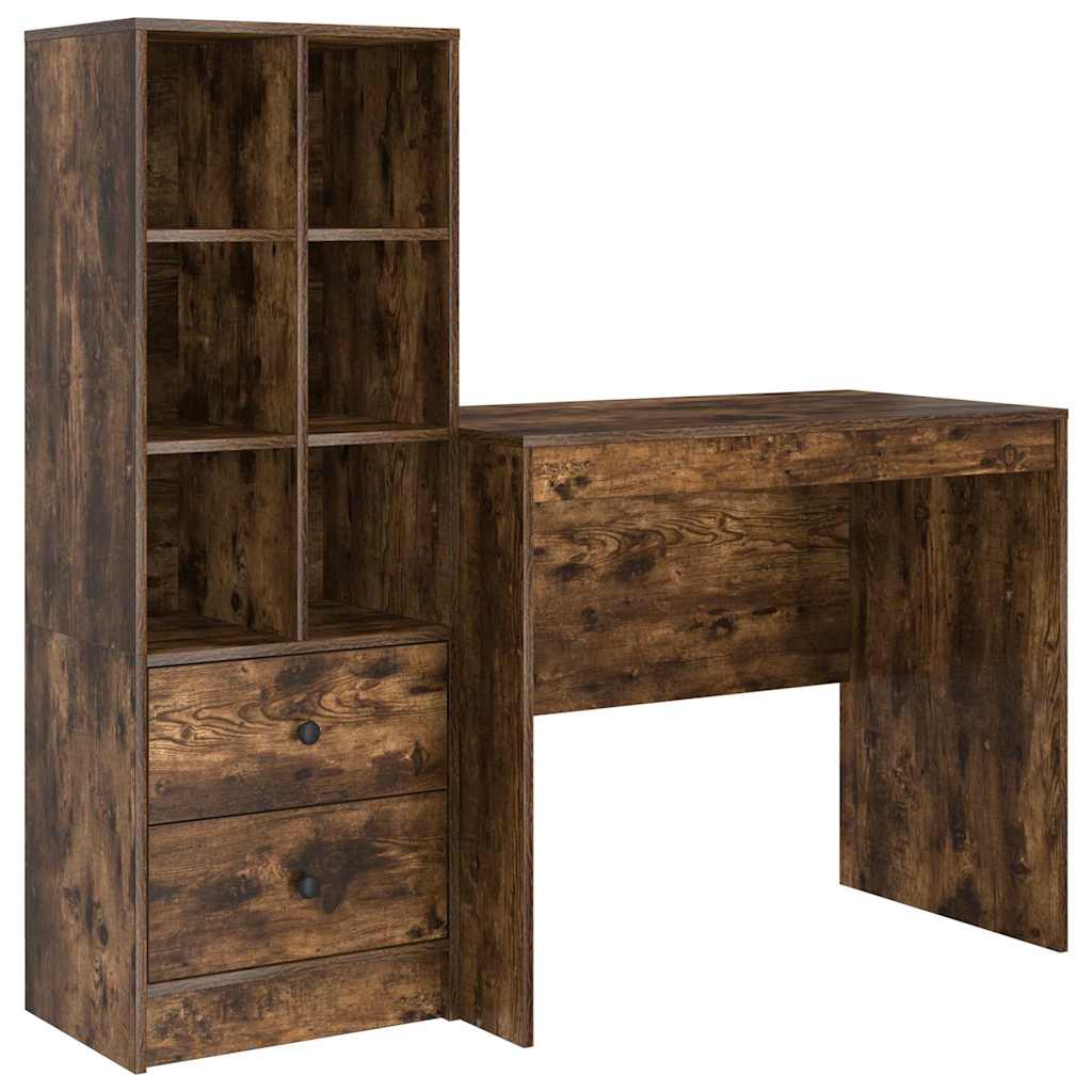 Bureau avec rangement 2 pcs Chêne fumé 90 x 50 x 76 cm - XIOS