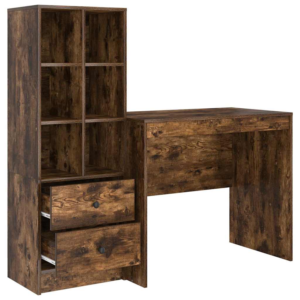 Bureau avec rangement 2 pcs Chêne fumé 90 x 50 x 76 cm - XIOS