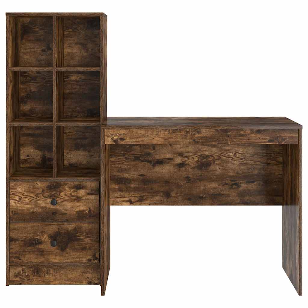 Bureau avec rangement 2 pcs Chêne fumé 90 x 50 x 76 cm - XIOS