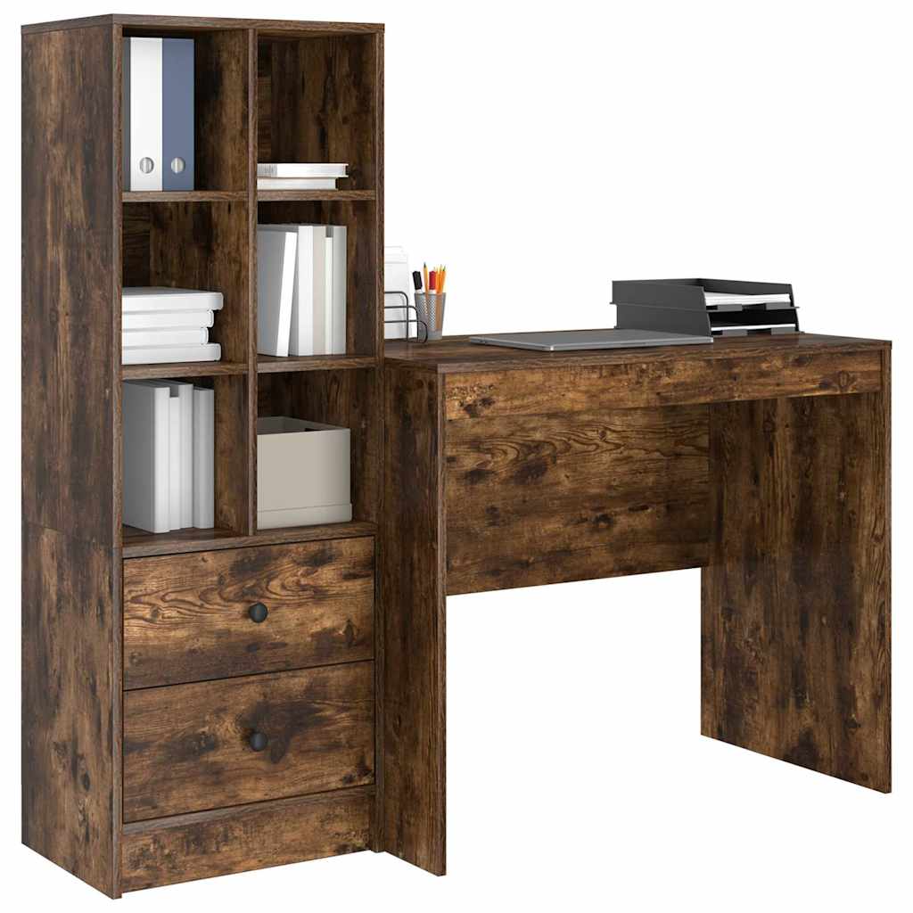 Bureau avec rangement 2 pcs Chêne fumé 90 x 50 x 76 cm - XIOS