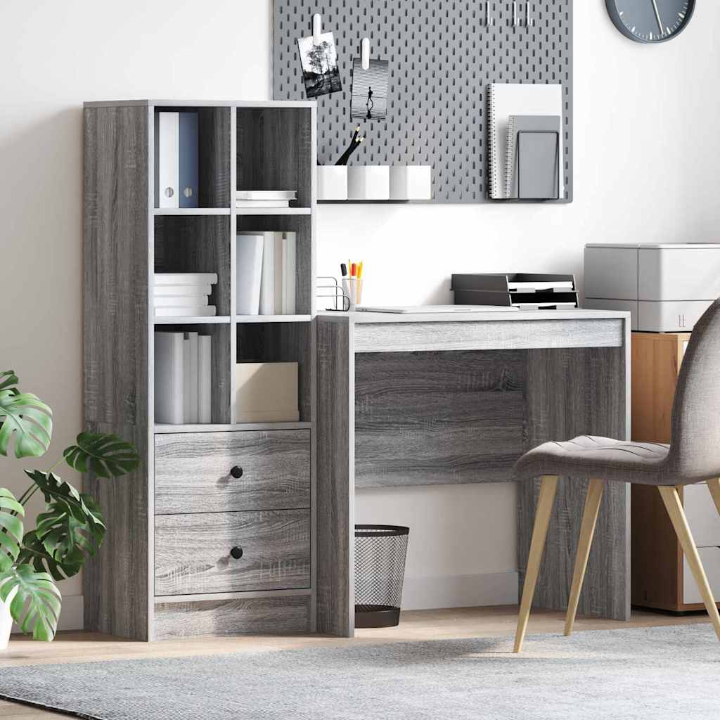 Bureau avec rangement 2 pcs Sonoma gris 90 x 50 x 76 cm - XIOS