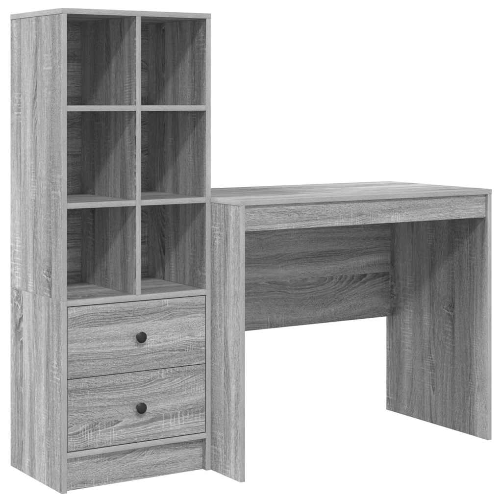 Bureau avec rangement 2 pcs Sonoma gris 90 x 50 x 76 cm - XIOS