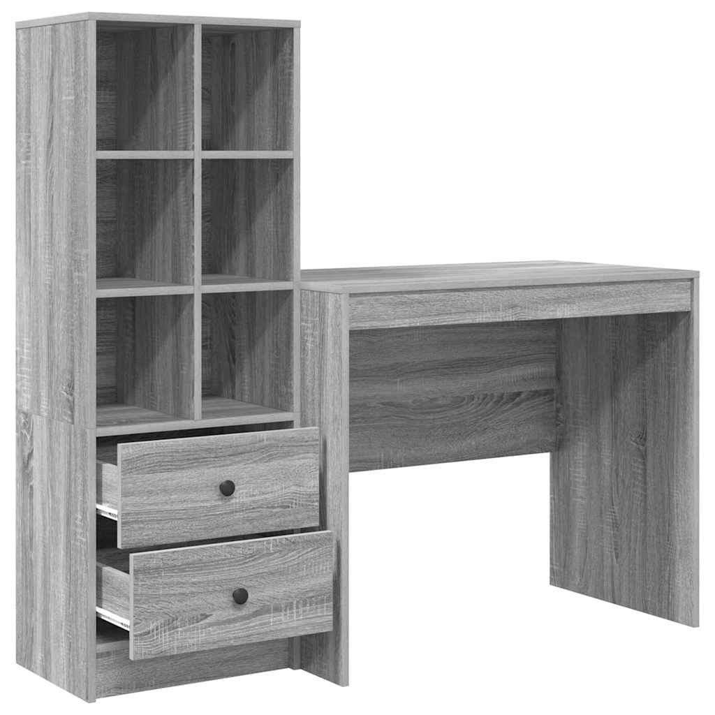 Bureau avec rangement 2 pcs Sonoma gris 90 x 50 x 76 cm - XIOS