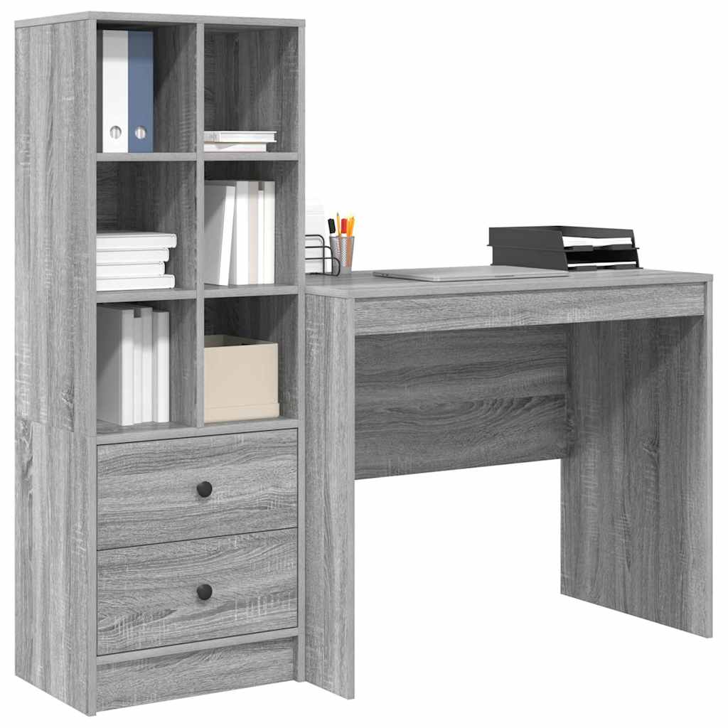 Bureau avec rangement 2 pcs Sonoma gris 90 x 50 x 76 cm - XIOS