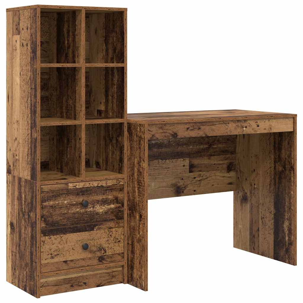 Bureau avec rangement 2 pcs Bois Ancien 90 x 50 x 76 cm - XIOS