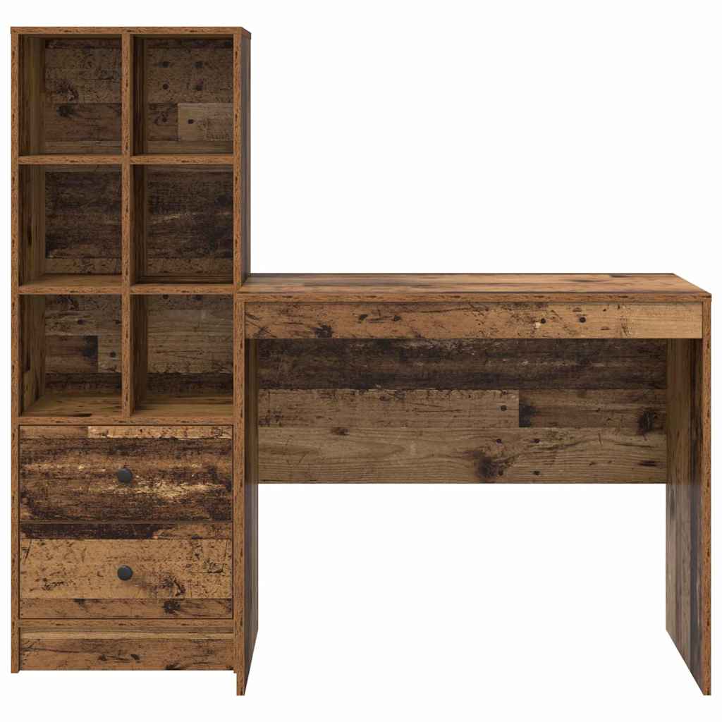 Bureau avec rangement 2 pcs Bois Ancien 90 x 50 x 76 cm - XIOS