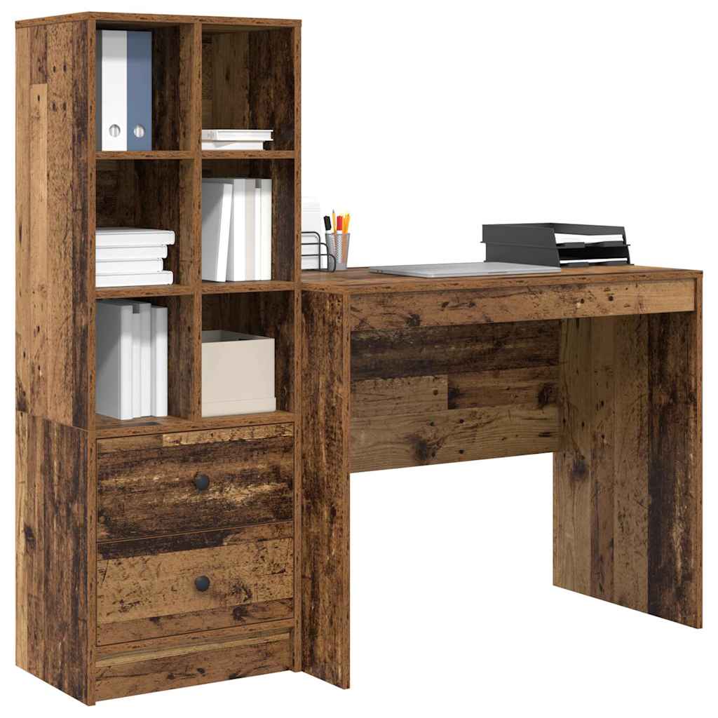 Bureau avec rangement 2 pcs Bois Ancien 90 x 50 x 76 cm - XIOS