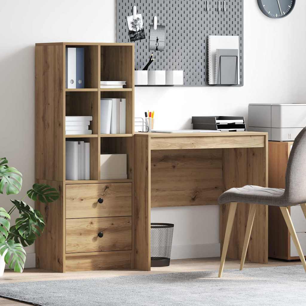Bureau avec rangement 2 pcs chêne artisanal 90 x 50 x 76 cm - XIOS