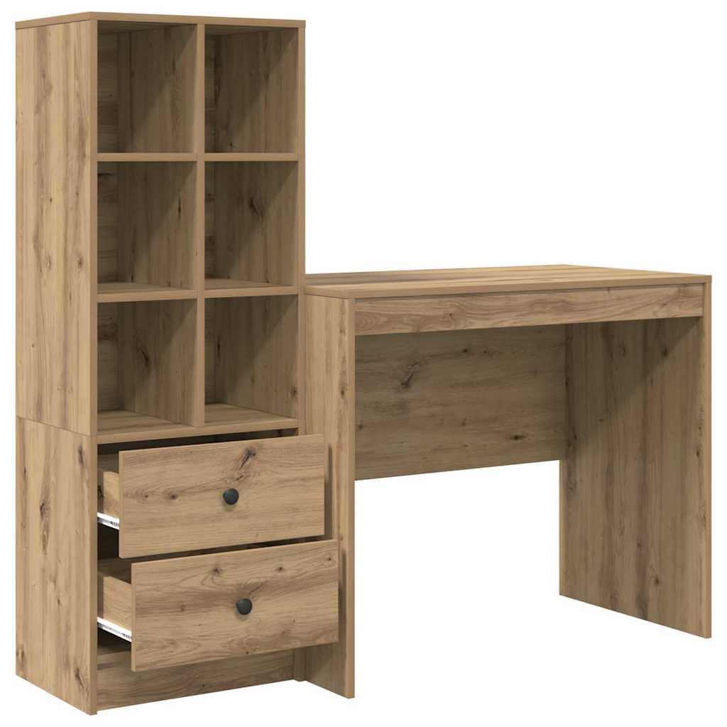 Bureau avec rangement 2 pcs chêne artisanal 90 x 50 x 76 cm - XIOS