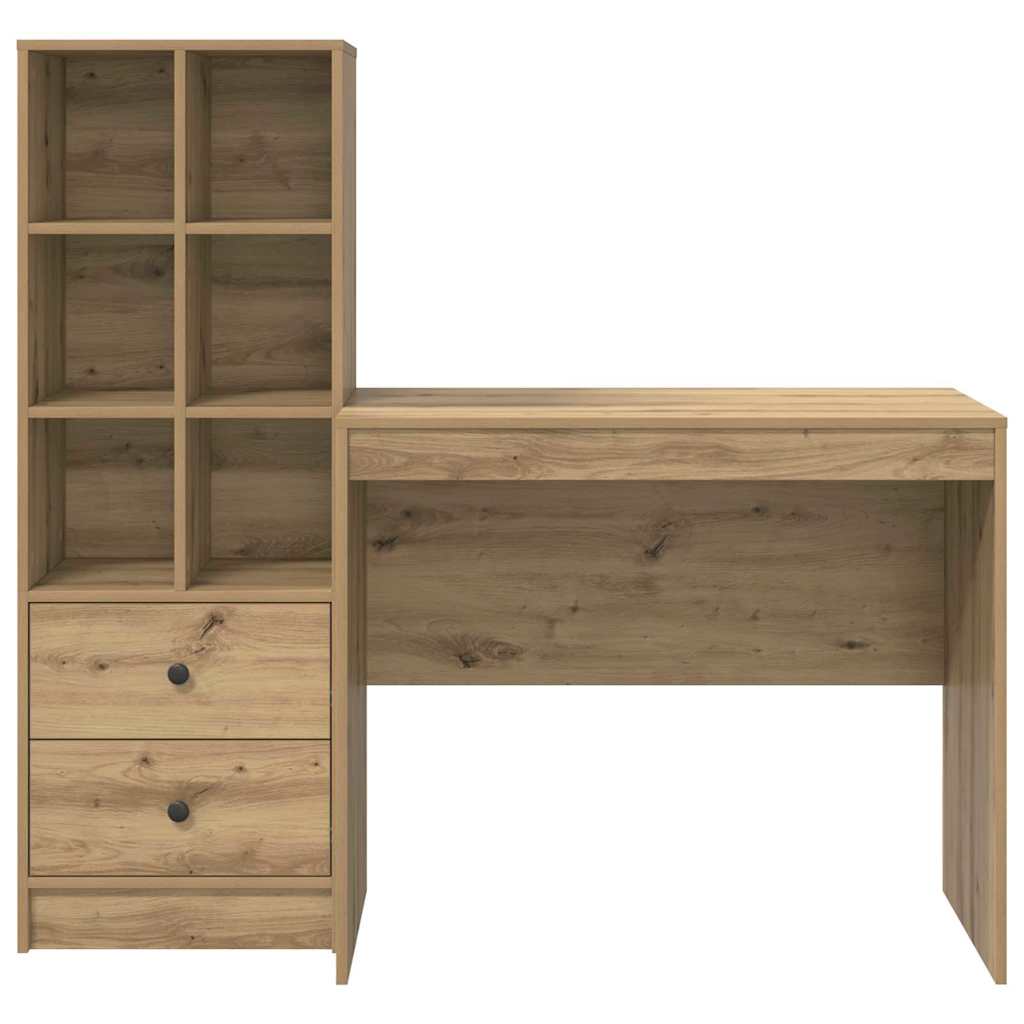 Bureau avec rangement 2 pcs chêne artisanal 90 x 50 x 76 cm - XIOS