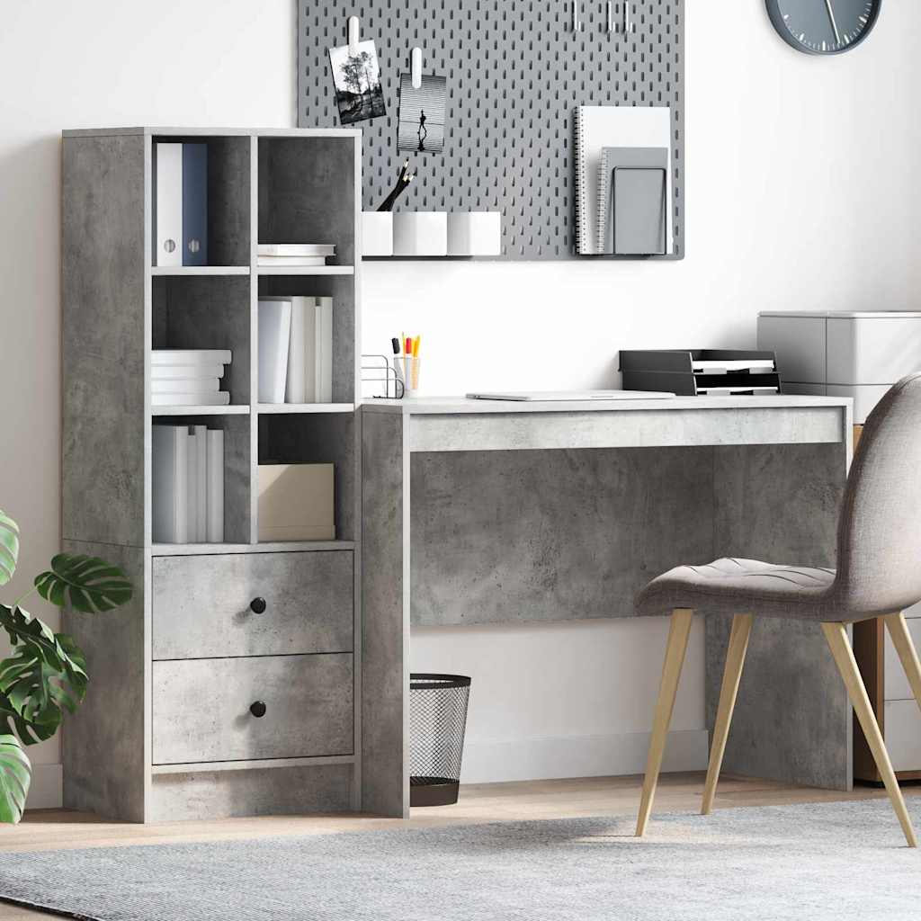 Bureau avec rangement 2 pcs Gris béton 100 x 50 x 76 cm - XIOS