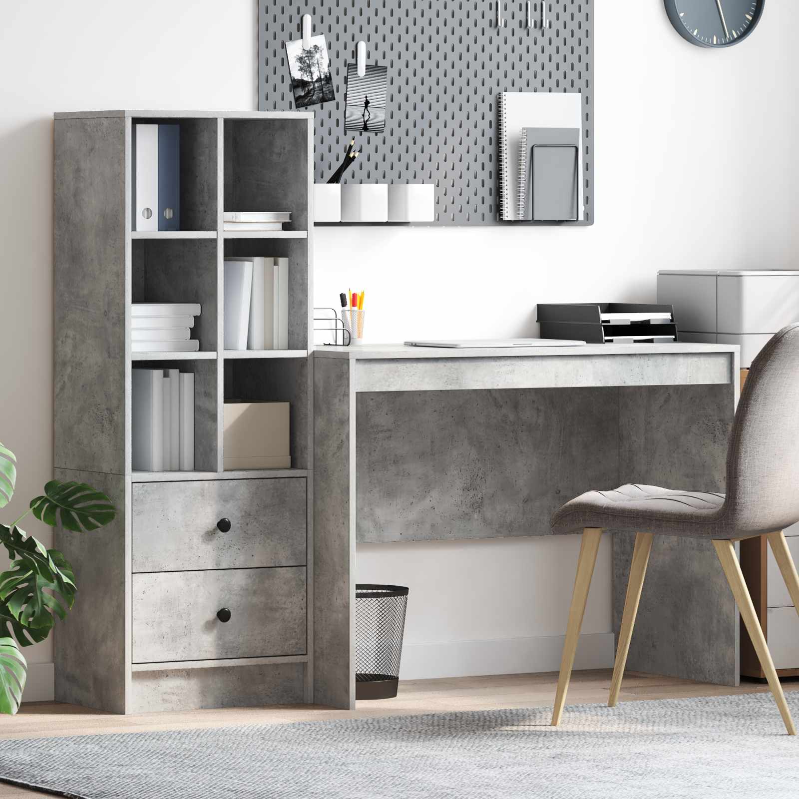 Bureau Gris béton 145.5 x 50 x 127 cm 2 pc - XIOS