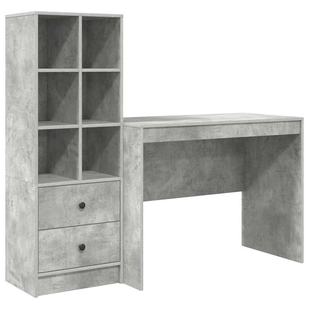 Bureau avec rangement 2 pcs Gris béton 100 x 50 x 76 cm - XIOS