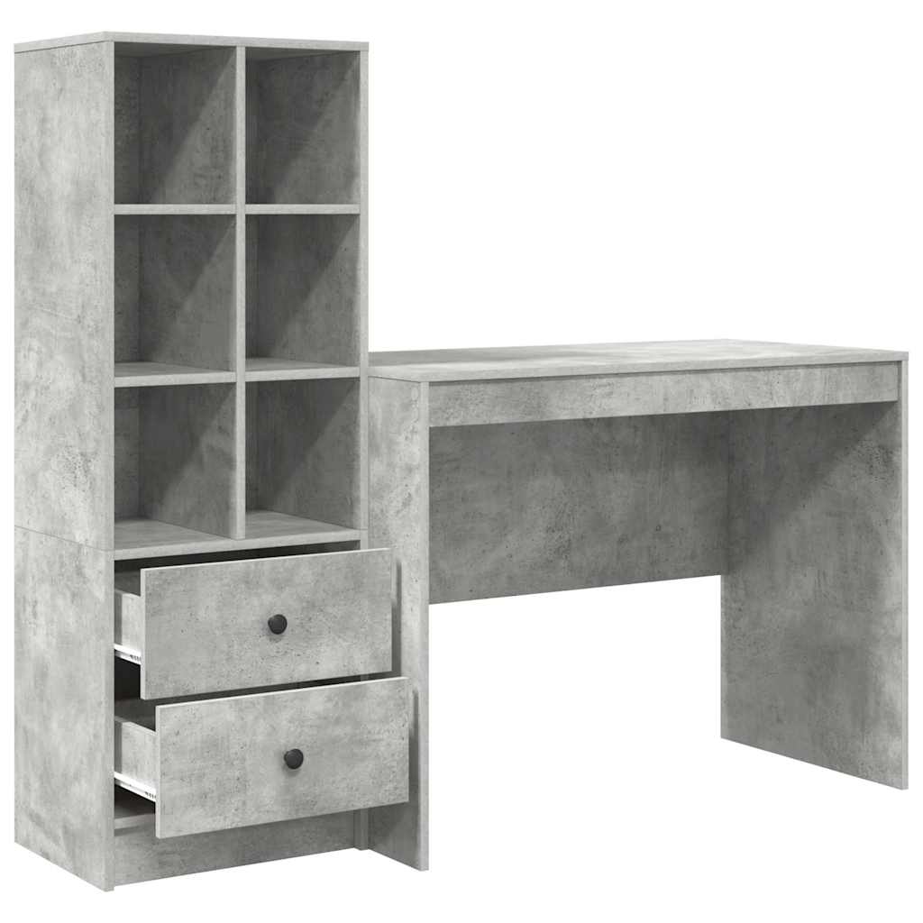 Bureau avec rangement 2 pcs Gris béton 100 x 50 x 76 cm - XIOS