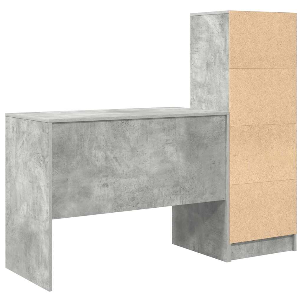 Bureau avec rangement 2 pcs Gris béton 100 x 50 x 76 cm - XIOS