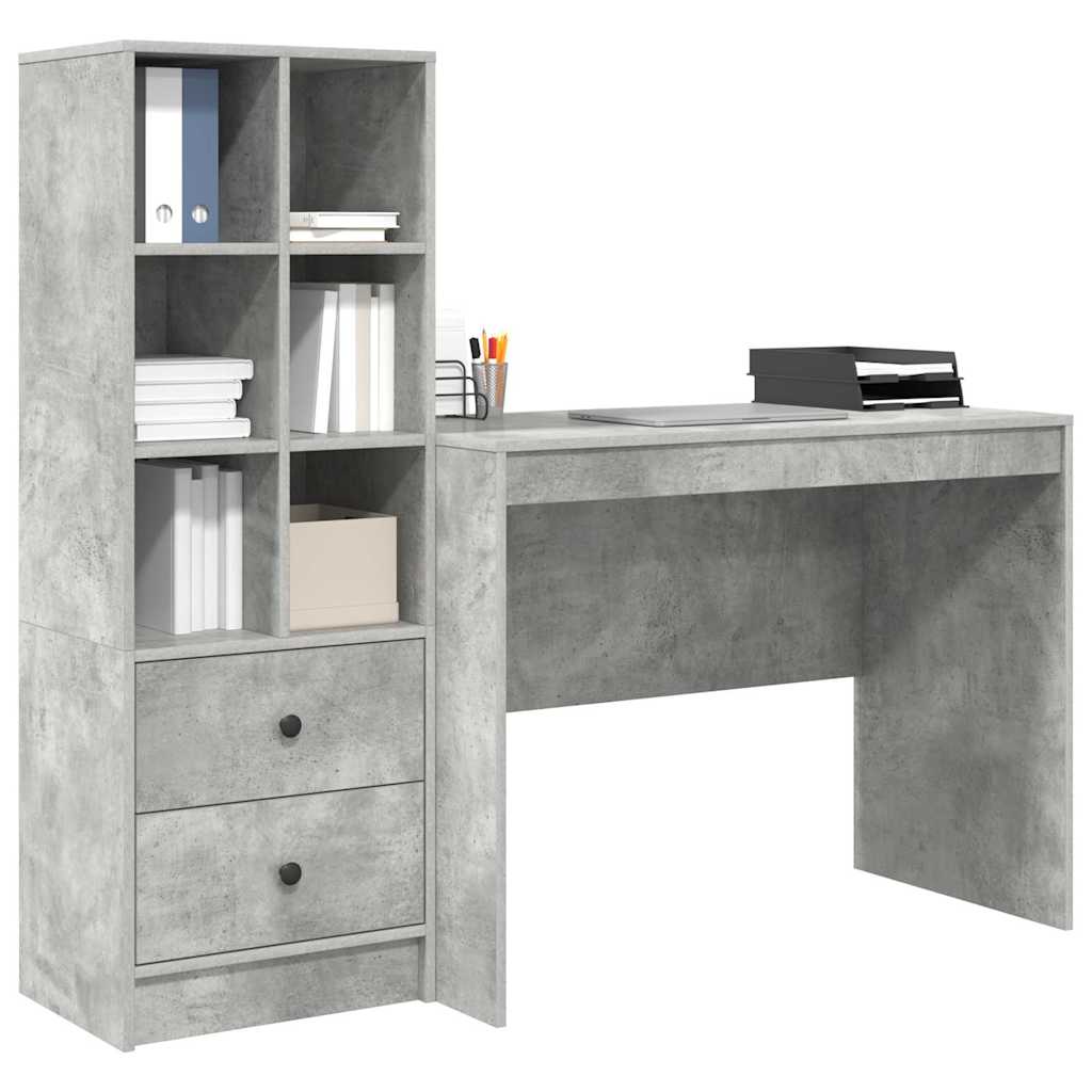 Bureau avec rangement 2 pcs Gris béton 100 x 50 x 76 cm - XIOS