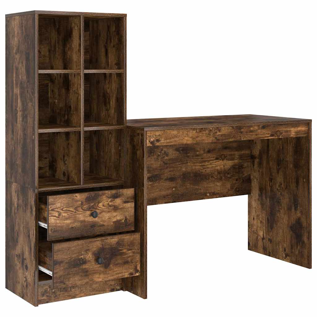Bureau avec rangement 2 pcs Chêne fumé 100 x 50 x 76 cm - XIOS