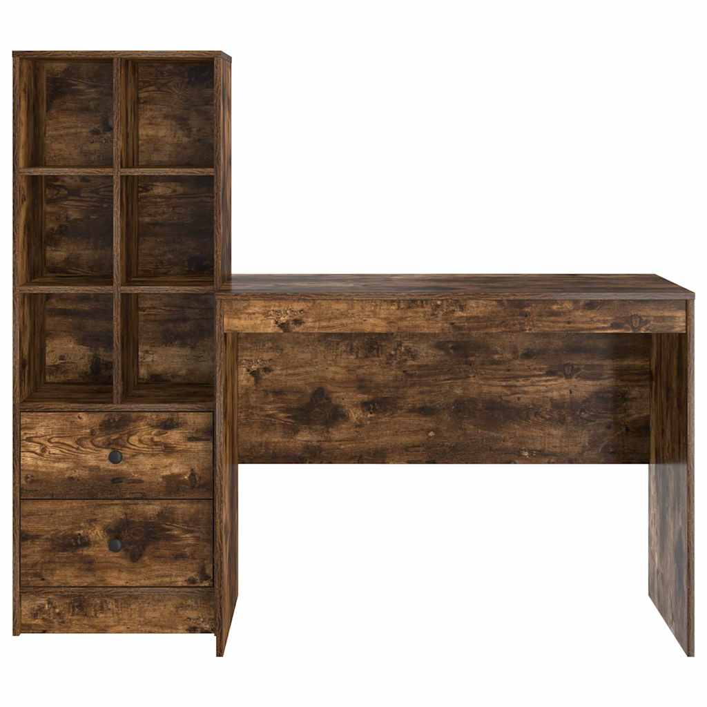 Bureau avec rangement 2 pcs Chêne fumé 100 x 50 x 76 cm - XIOS