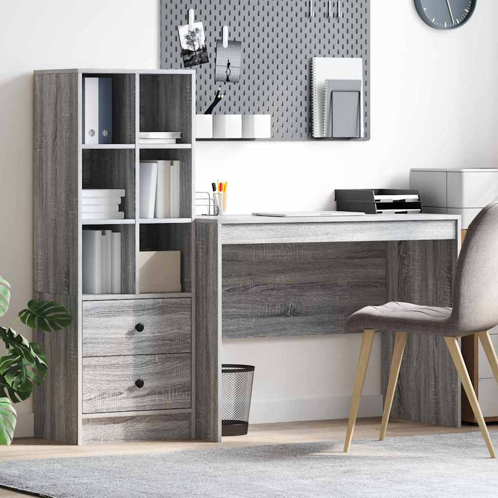 Bureau avec rangement 2 pcs Sonoma gris 100 x 50 x 76 cm - XIOS