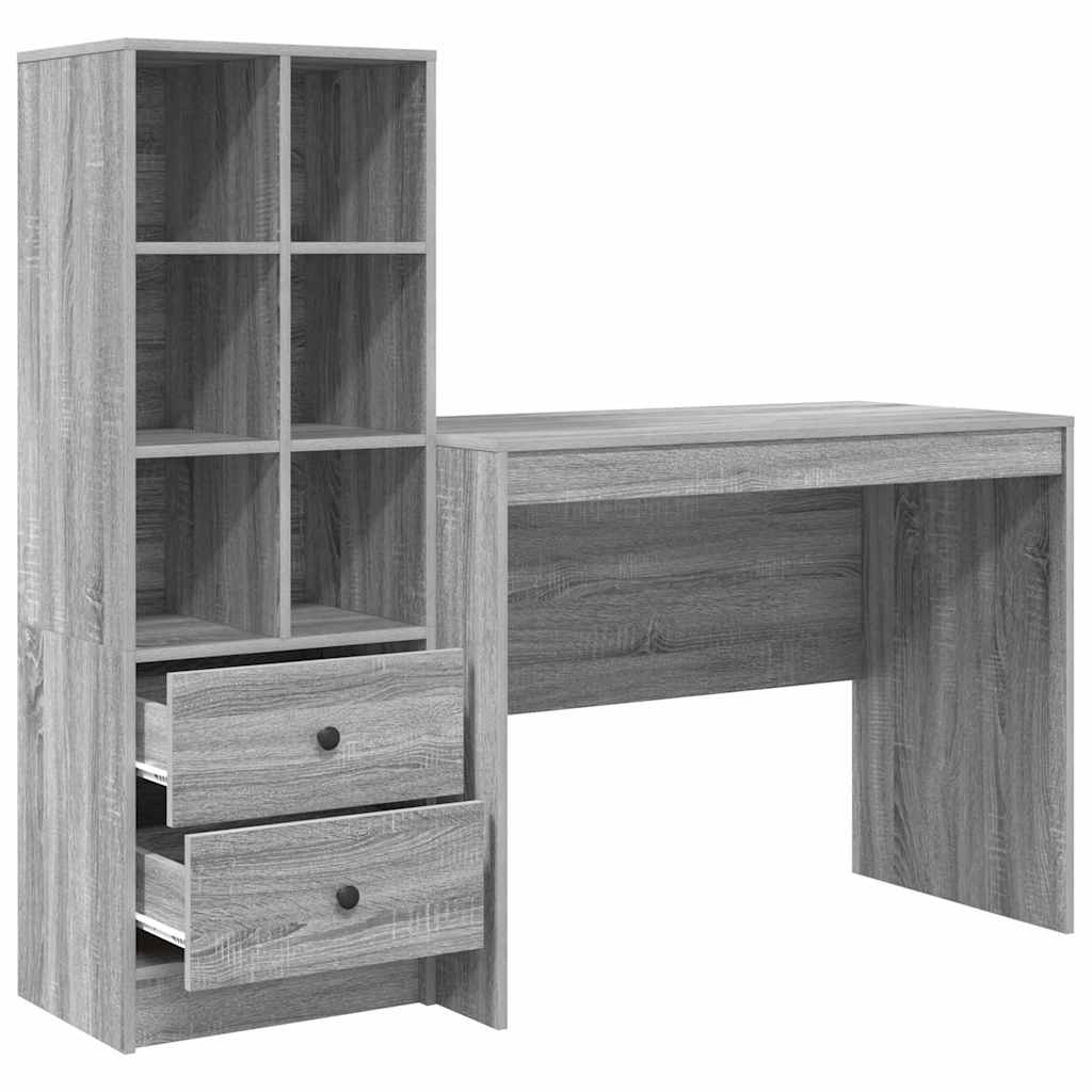 Bureau avec rangement 2 pcs Sonoma gris 100 x 50 x 76 cm - XIOS
