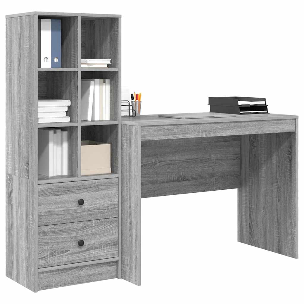 Bureau avec rangement 2 pcs Sonoma gris 100 x 50 x 76 cm - XIOS
