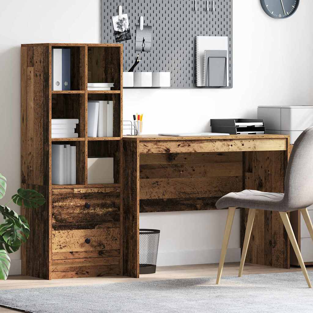 Bureau avec rangement 2 pcs Bois Ancien 100 x 50 x 76 cm - XIOS