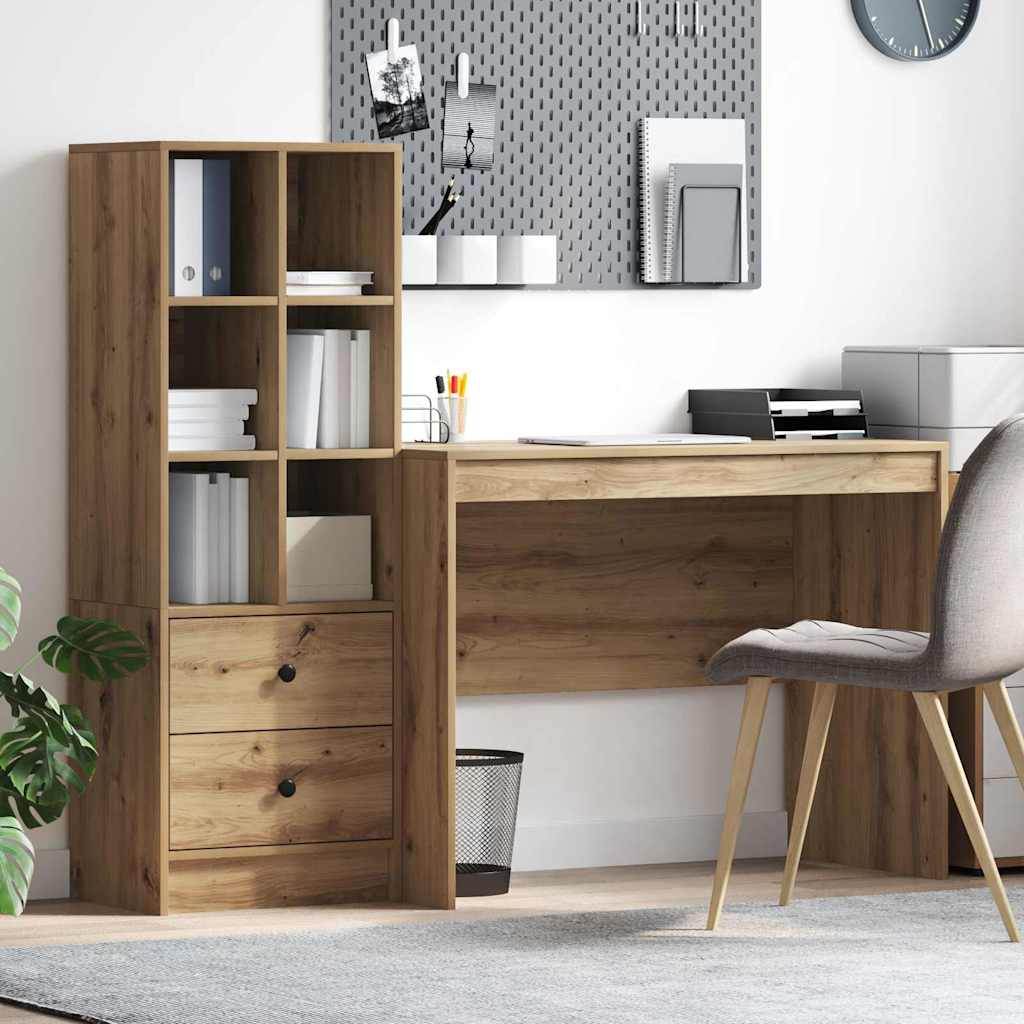 Bureau avec rangement 2 pcs chêne artisanal 100 x 50 x 76 cm - XIOS