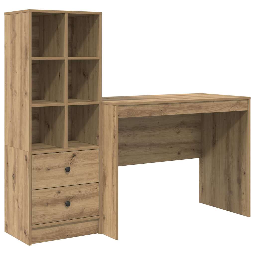Bureau avec rangement 2 pcs chêne artisanal 100 x 50 x 76 cm - XIOS