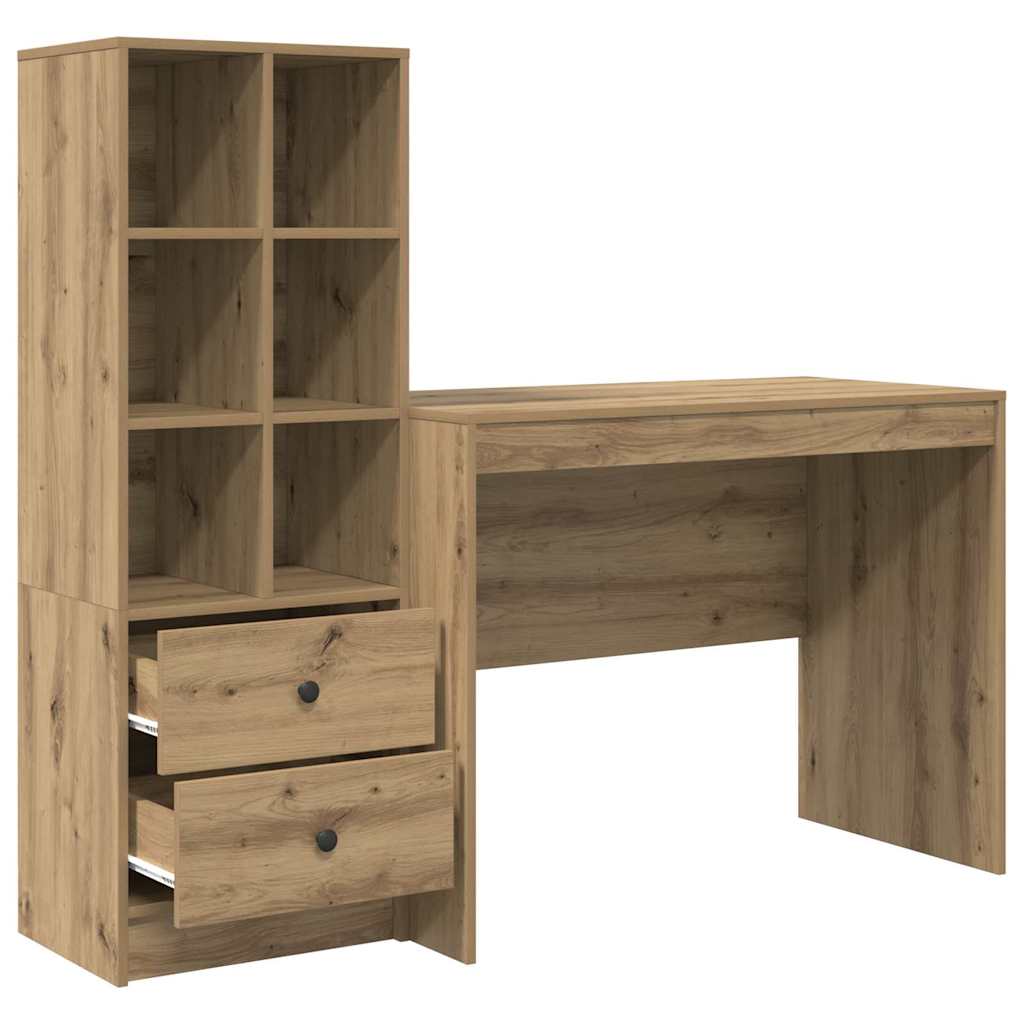 Bureau avec rangement 2 pcs chêne artisanal 100 x 50 x 76 cm - XIOS