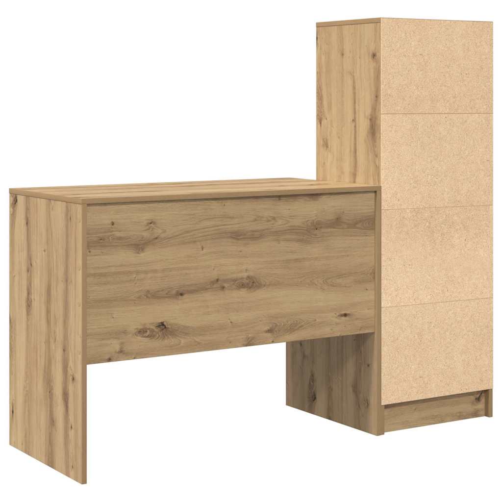 Bureau avec rangement 2 pcs chêne artisanal 100 x 50 x 76 cm - XIOS