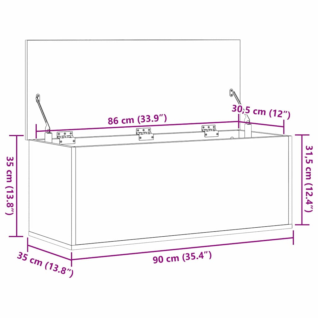 Boîte de Rangement avec stockage Bois ancien 90 x 35 x 35 cm - XIOS
