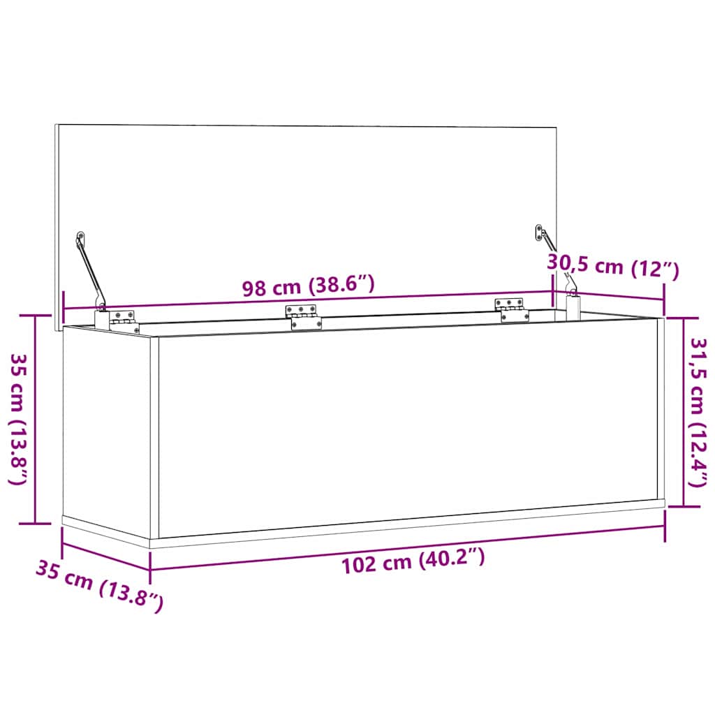 Boîte de Rangement chêne artisanal 102 x 35 x 35 cm - XIOS