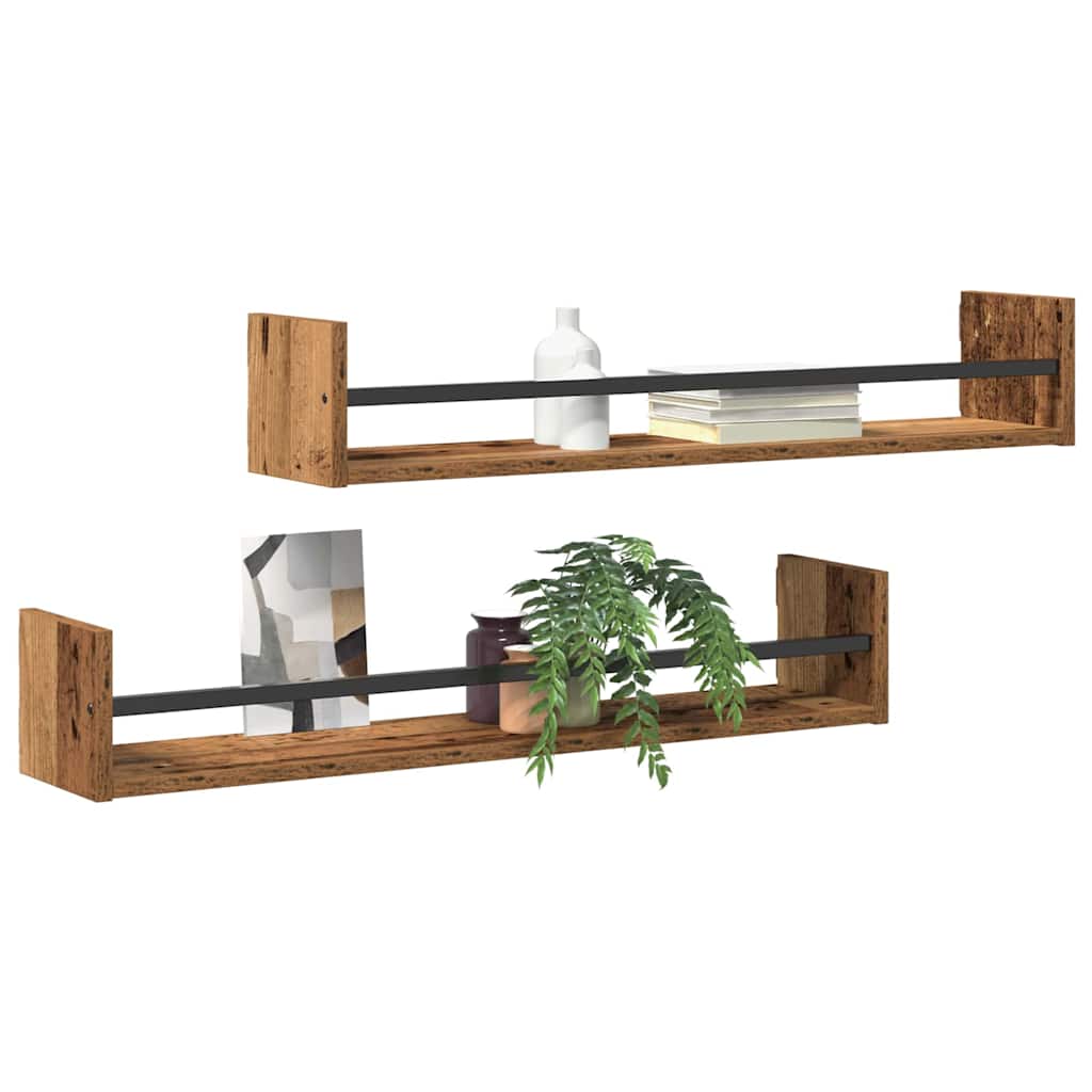 Étagère Murale avec étagère 2 pcs Bois ancien 80 x 16 x 14 cm - XIOS