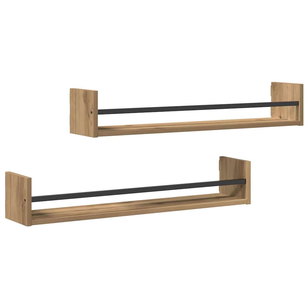 Étagère Murale 2 pcs chêne artisanal 80 x 16 x 14 cm - XIOS