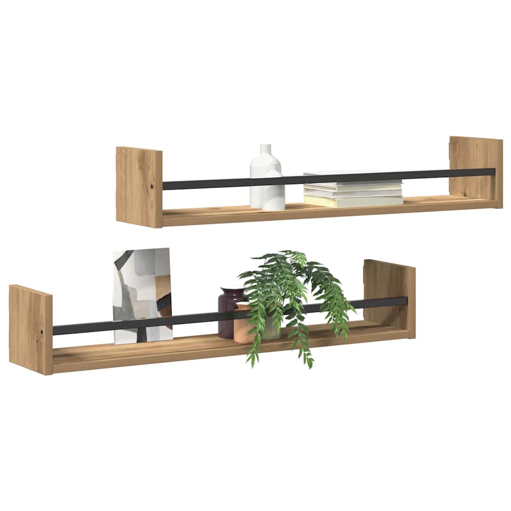 Étagère Murale 2 pcs chêne artisanal 80 x 16 x 14 cm - XIOS