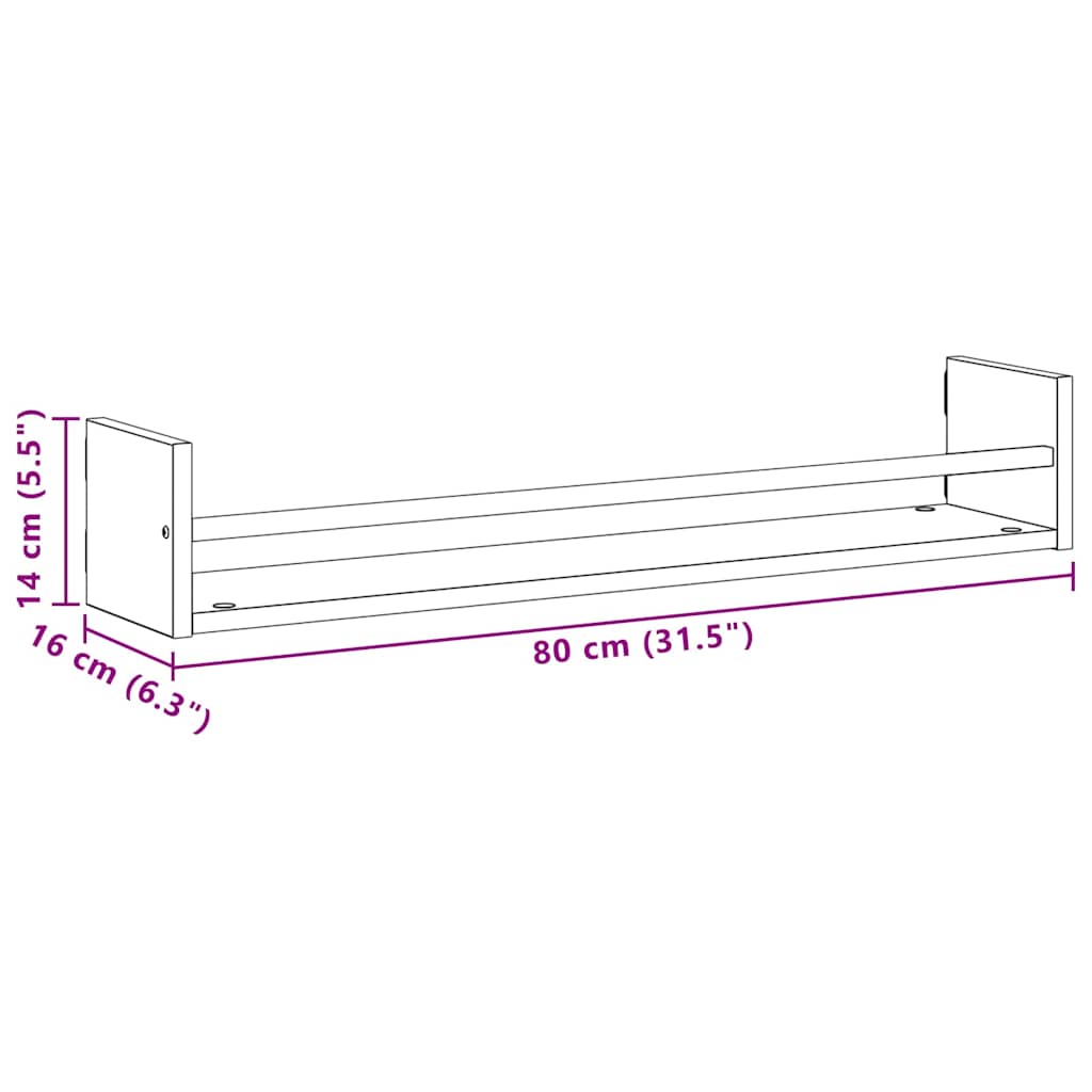 Étagère Murale 2 pcs chêne artisanal 80 x 16 x 14 cm - XIOS