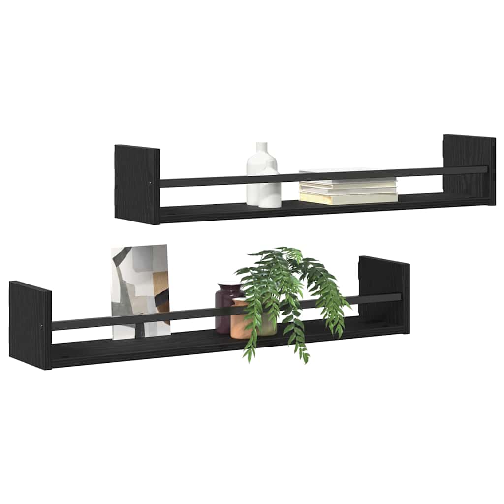 Étagère Murale avec étagère 2 pcs Chêne noir 80 x 16 x 14 cm - XIOS