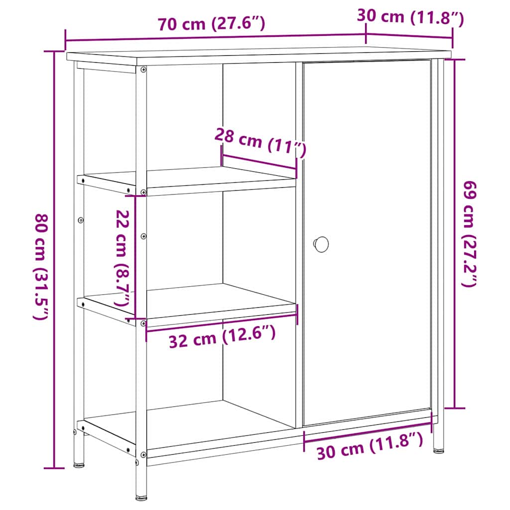 Buffet chêne artisanal 70 x 30 x 80 cm Bois d'ingénierie - XIOS
