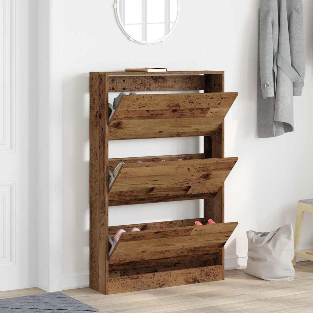 Armoire à chaussures avec porte Bois ancien 80 x 21 x 125.5 cm - XIOS