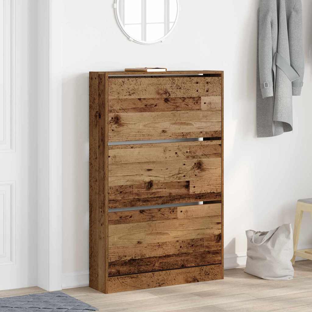 Armoire à chaussures avec porte Bois ancien 80 x 21 x 125.5 cm - XIOS