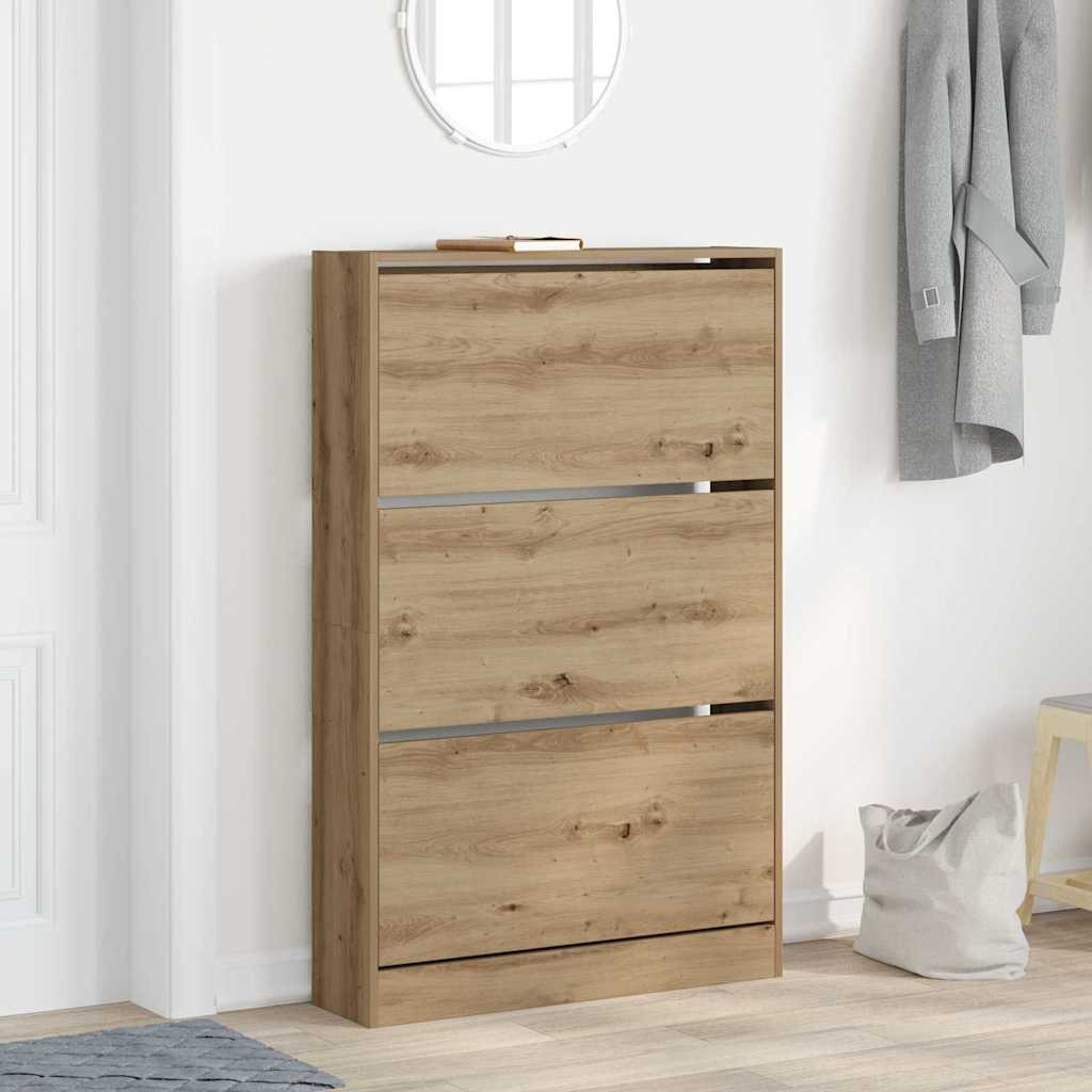 Armoire à chaussures chêne artisanal 80 x 21 x 125.5 cm - XIOS