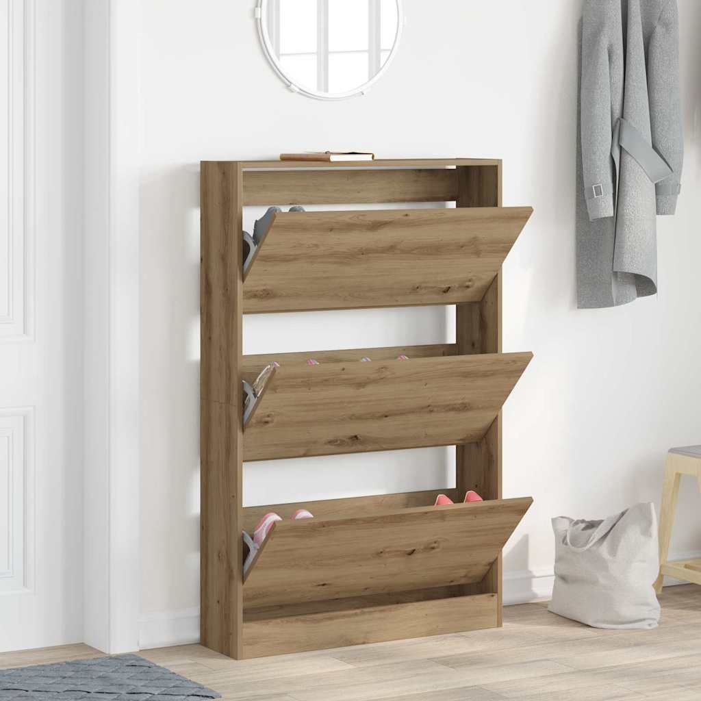 Armoire à chaussures chêne artisanal 80 x 21 x 125.5 cm - XIOS
