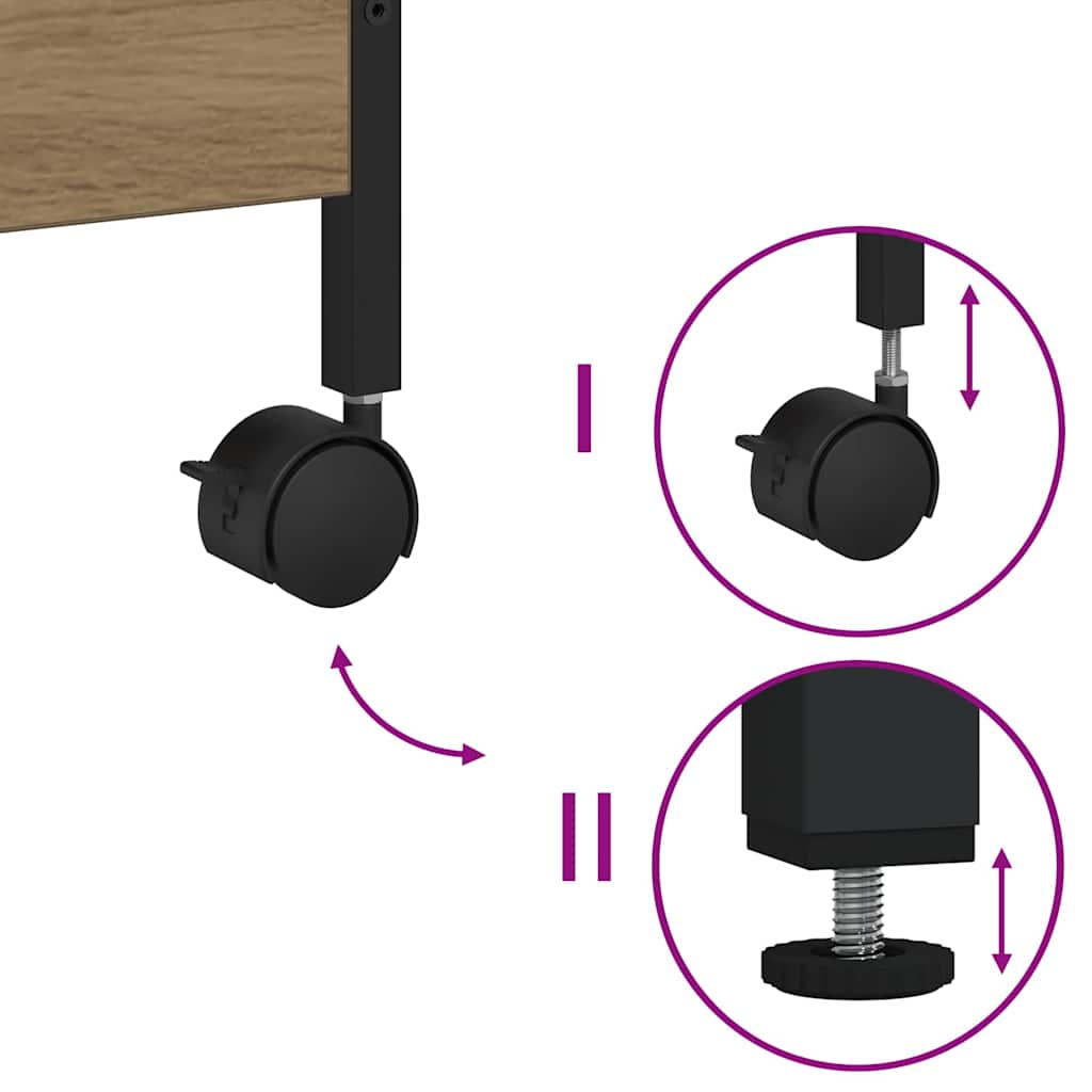 Chariot de cuisine chêne artisanal 50 x 30 x 70 cm - XIOS
