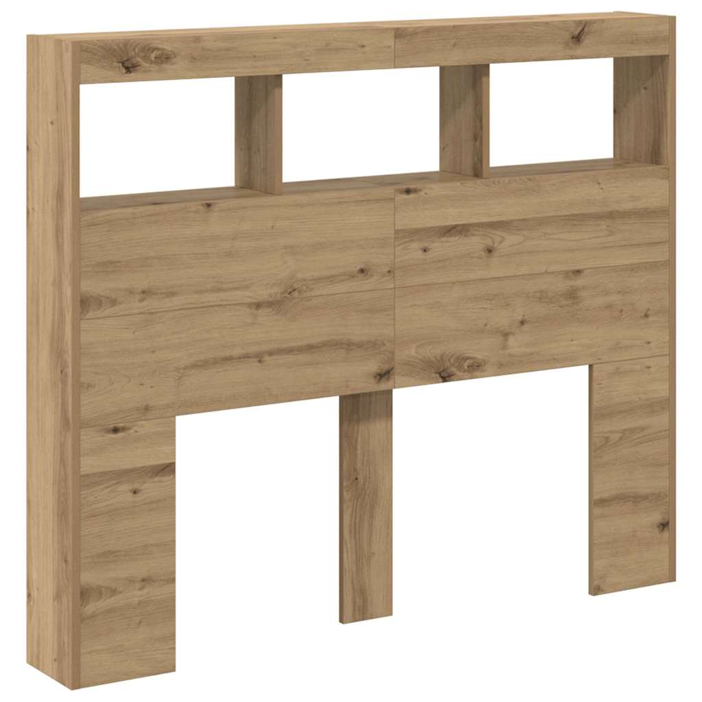 Cabinet de Tête de Lit avec LED avec étagère chêne artisanal - XIOS