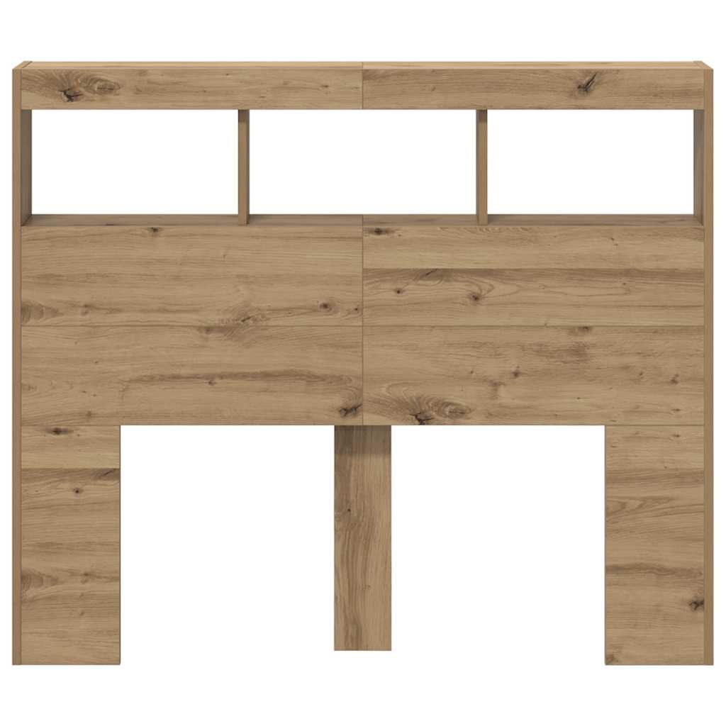 Cabinet de Tête de Lit avec LED avec étagère chêne artisanal - XIOS