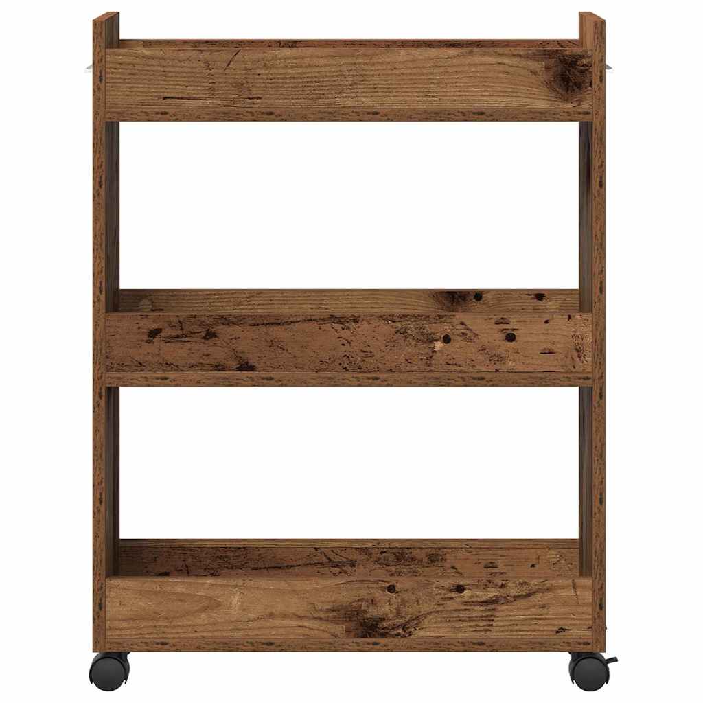Cabinet roulant en bois ancien 60x22x79 cm en bois reconstitué