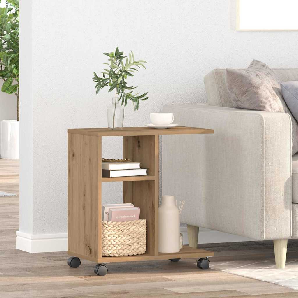 Table d'appoint avec étagère chêne artisanal 50 x 30 x 55 cm - XIOS