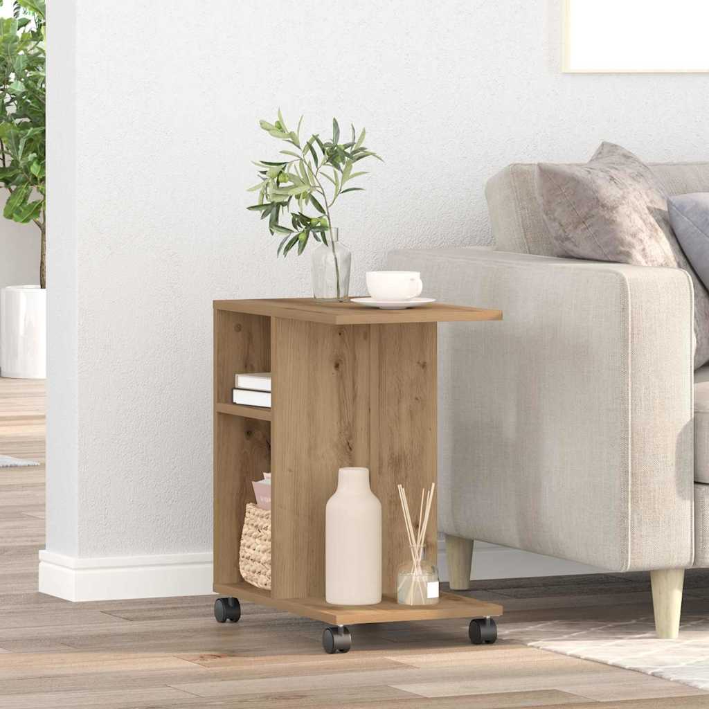 Table d'appoint avec étagère chêne artisanal 50 x 30 x 55 cm - XIOS