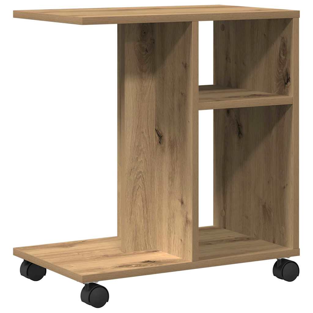 Table d'appoint avec étagère chêne artisanal 50 x 30 x 55 cm - XIOS